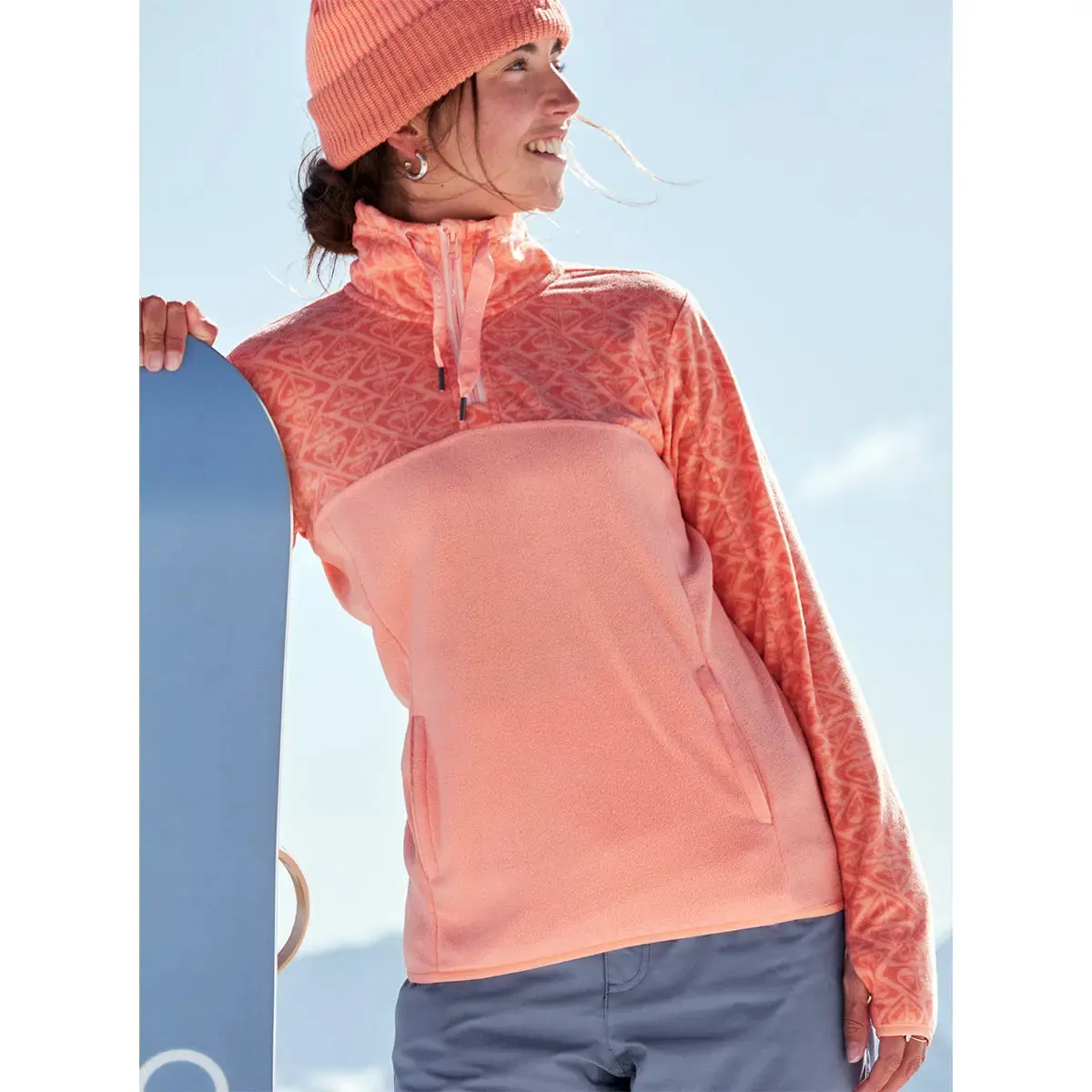 Sayna Half Zip Polar Pullover - Peach Pink