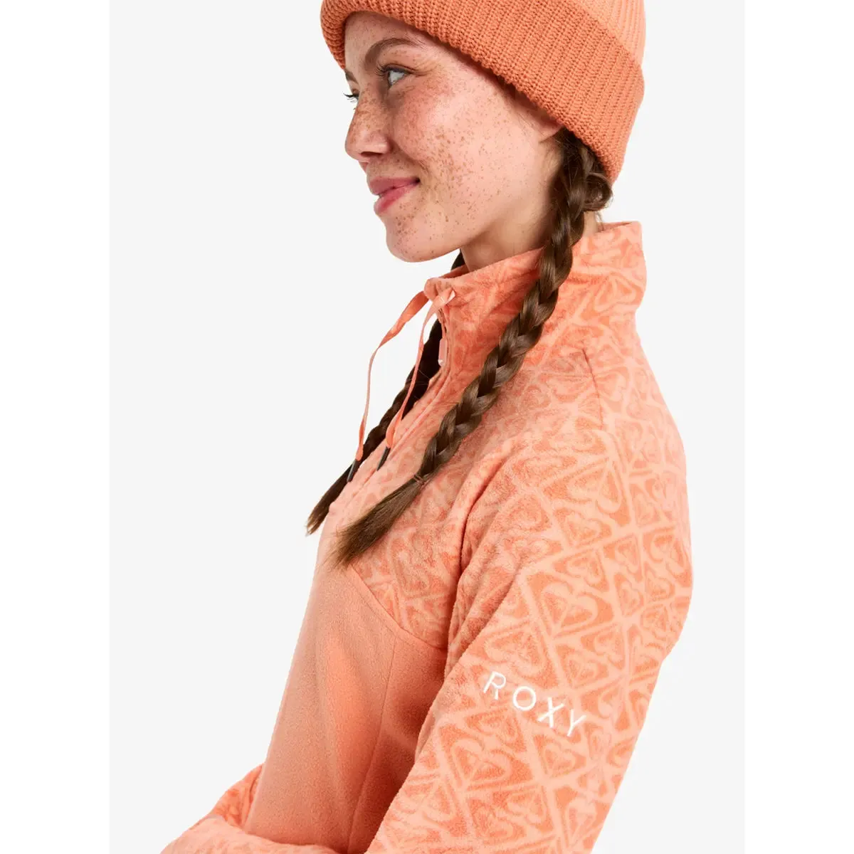 Sayna Half Zip Polar Pullover - Peach Pink