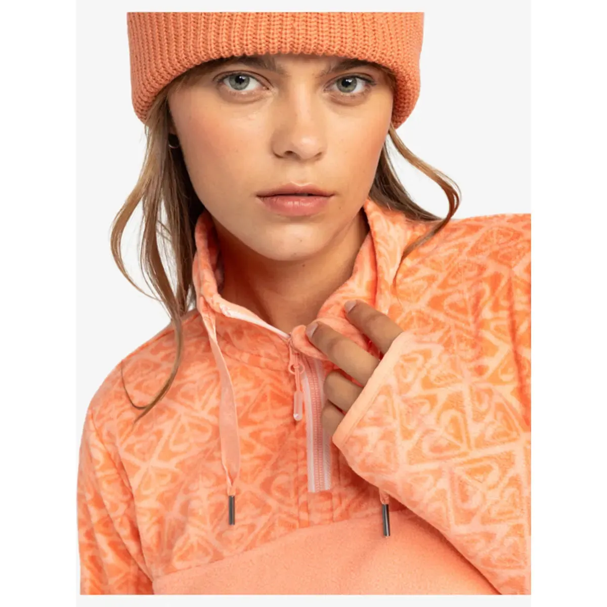 Sayna Half Zip Polar Pullover - Peach Pink