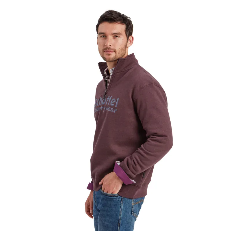 Schoffel Bude Mens 1/4 Zip Sweatshirt - Wine Marl