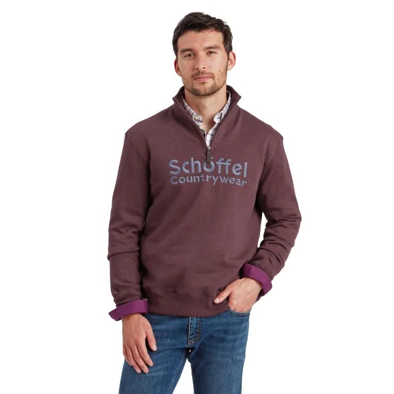Schoffel Bude Mens 1/4 Zip Sweatshirt - Wine Marl
