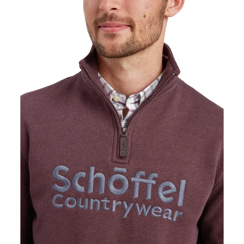 Schoffel Bude Mens 1/4 Zip Sweatshirt - Wine Marl