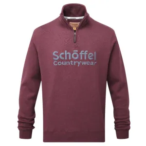 Schoffel Bude Mens 1/4 Zip Sweatshirt - Wine Marl