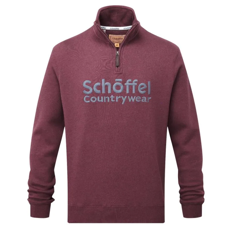 Schoffel Bude Mens 1/4 Zip Sweatshirt - Wine Marl