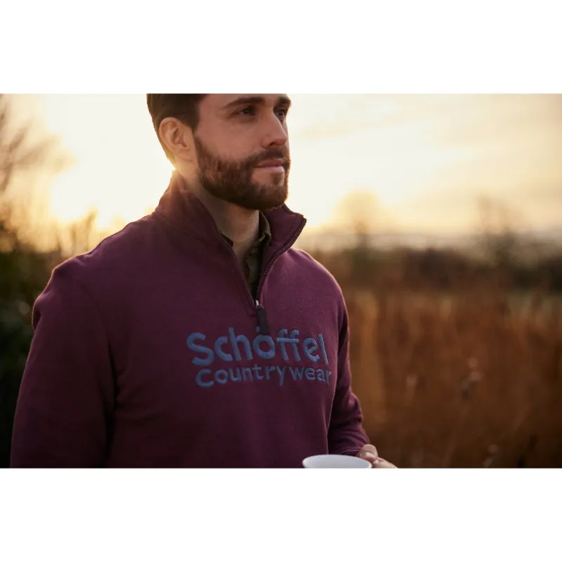 Schoffel Bude Mens 1/4 Zip Sweatshirt - Wine Marl