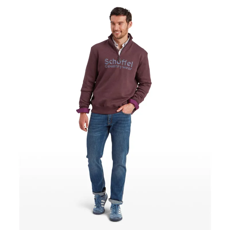 Schoffel Bude Mens 1/4 Zip Sweatshirt - Wine Marl