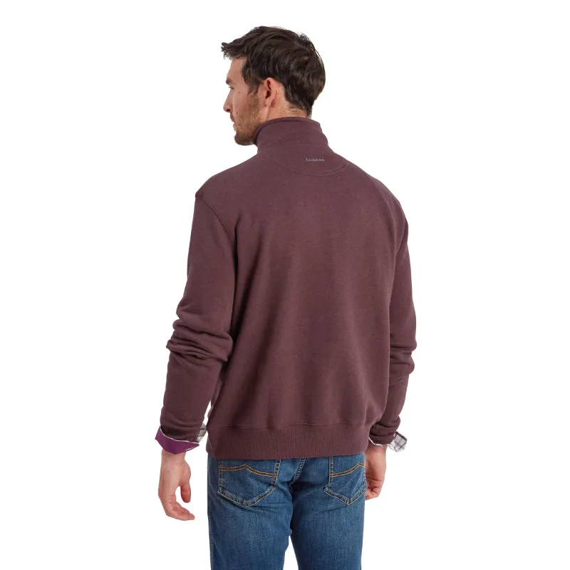 Schoffel Bude Mens 1/4 Zip Sweatshirt - Wine Marl