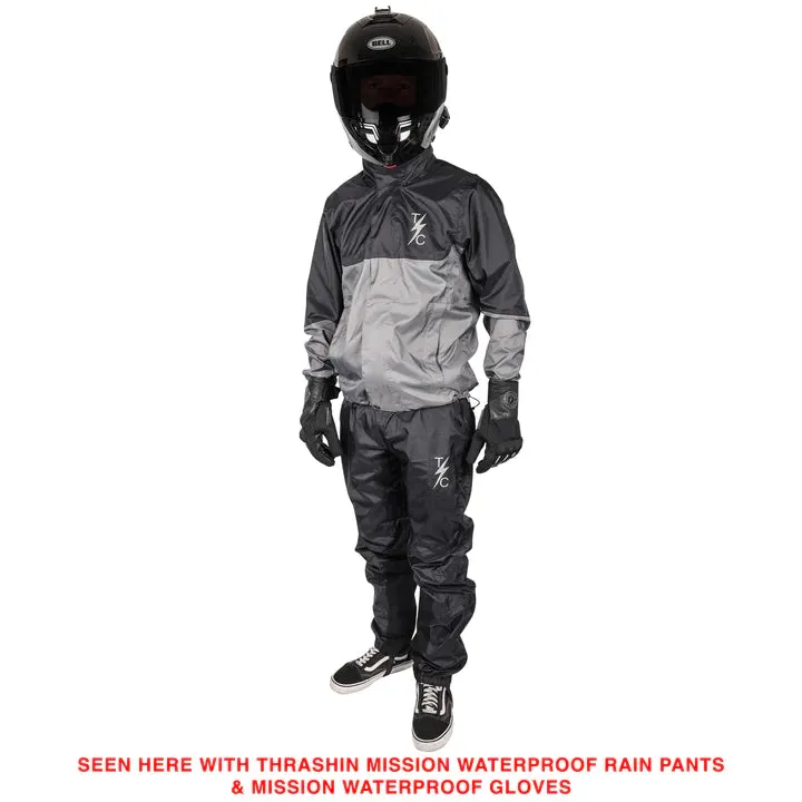 Thrashin Supply Waterproof Mission Rain Jacket - Black/Grey