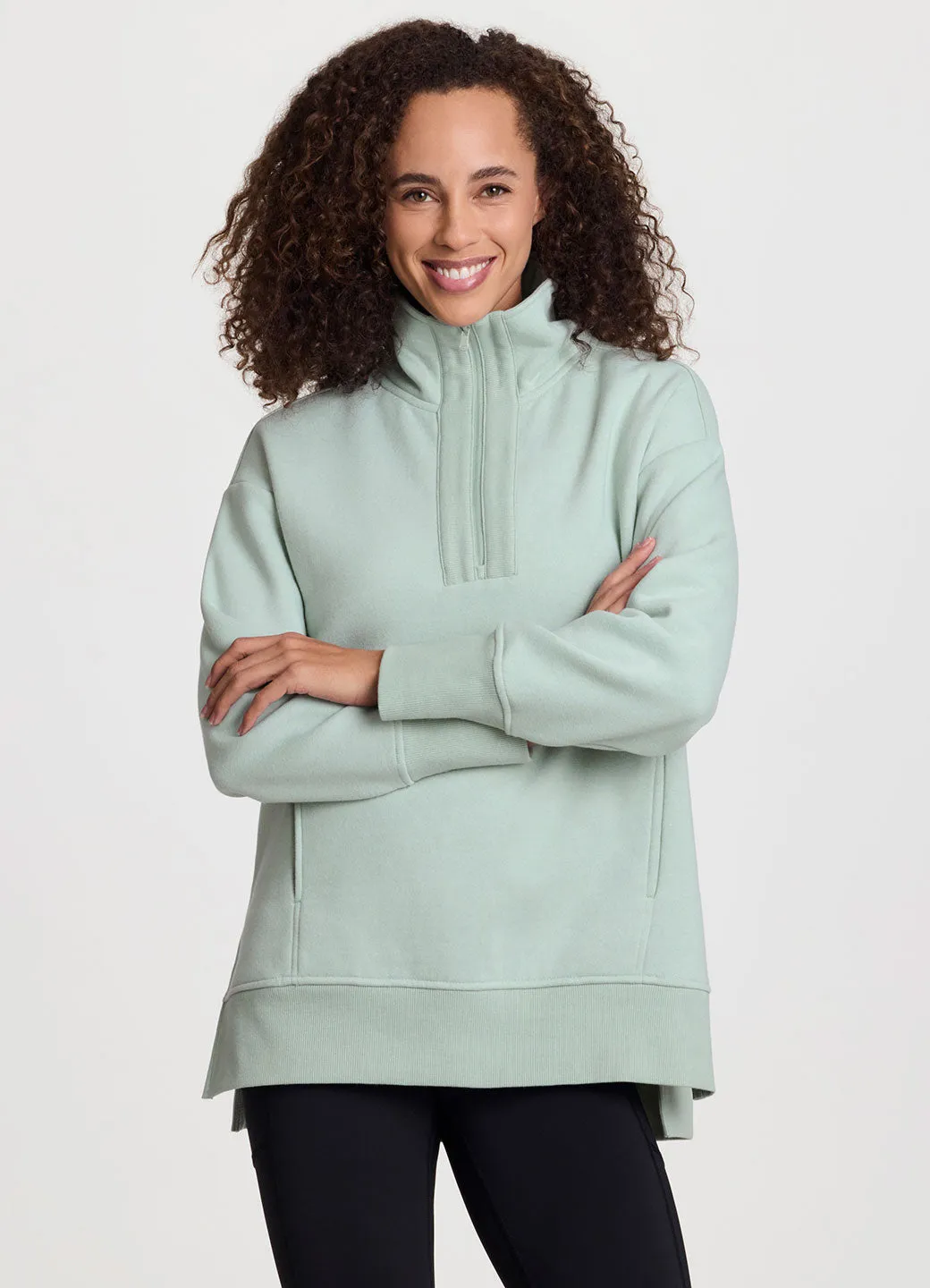 Uptown Fleece 1/4 Zip Mock Neck Tunic