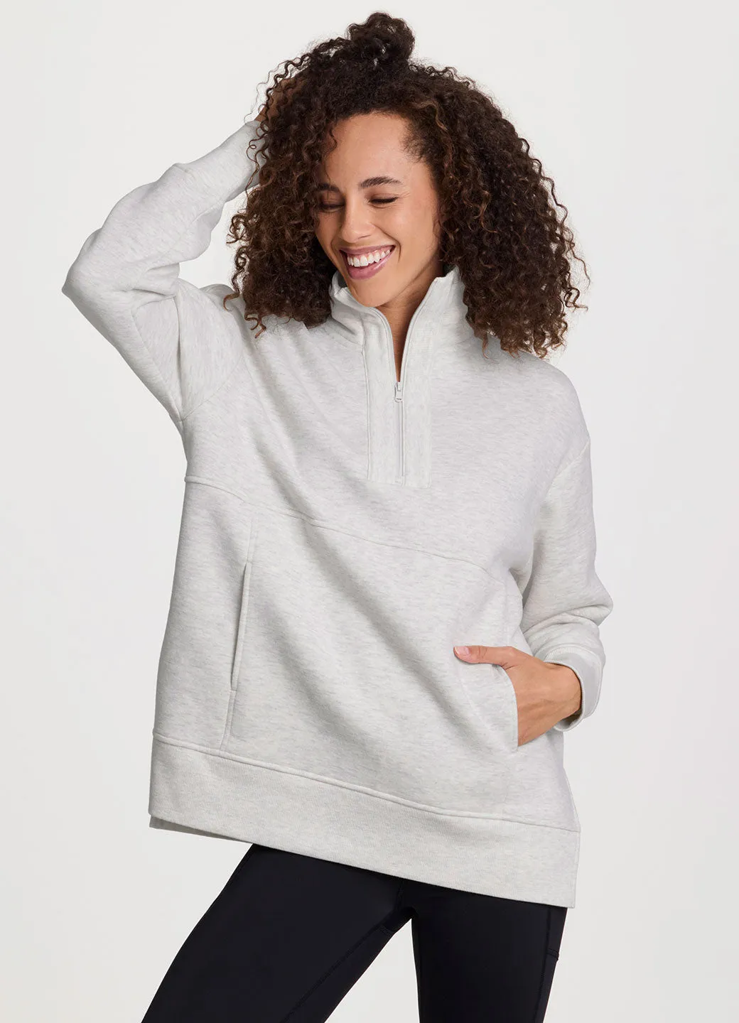Uptown Fleece 1/4 Zip Mock Neck Tunic