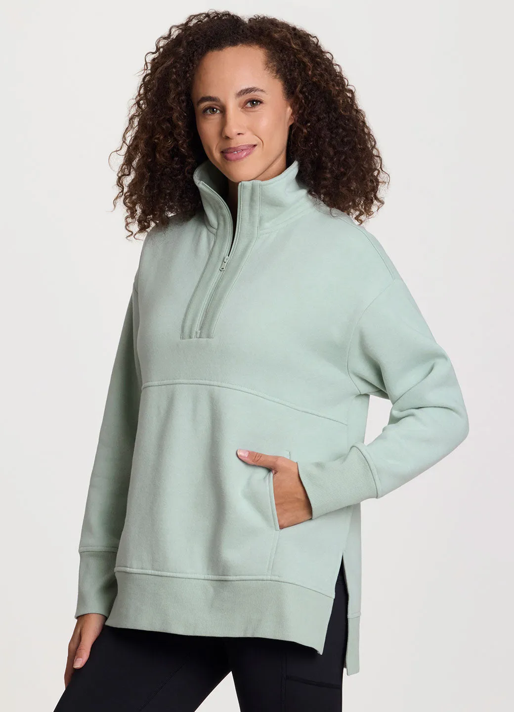 Uptown Fleece 1/4 Zip Mock Neck Tunic