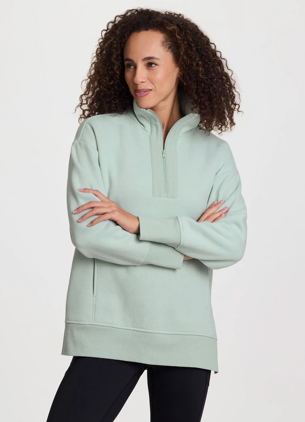 Uptown Fleece 1/4 Zip Mock Neck Tunic
