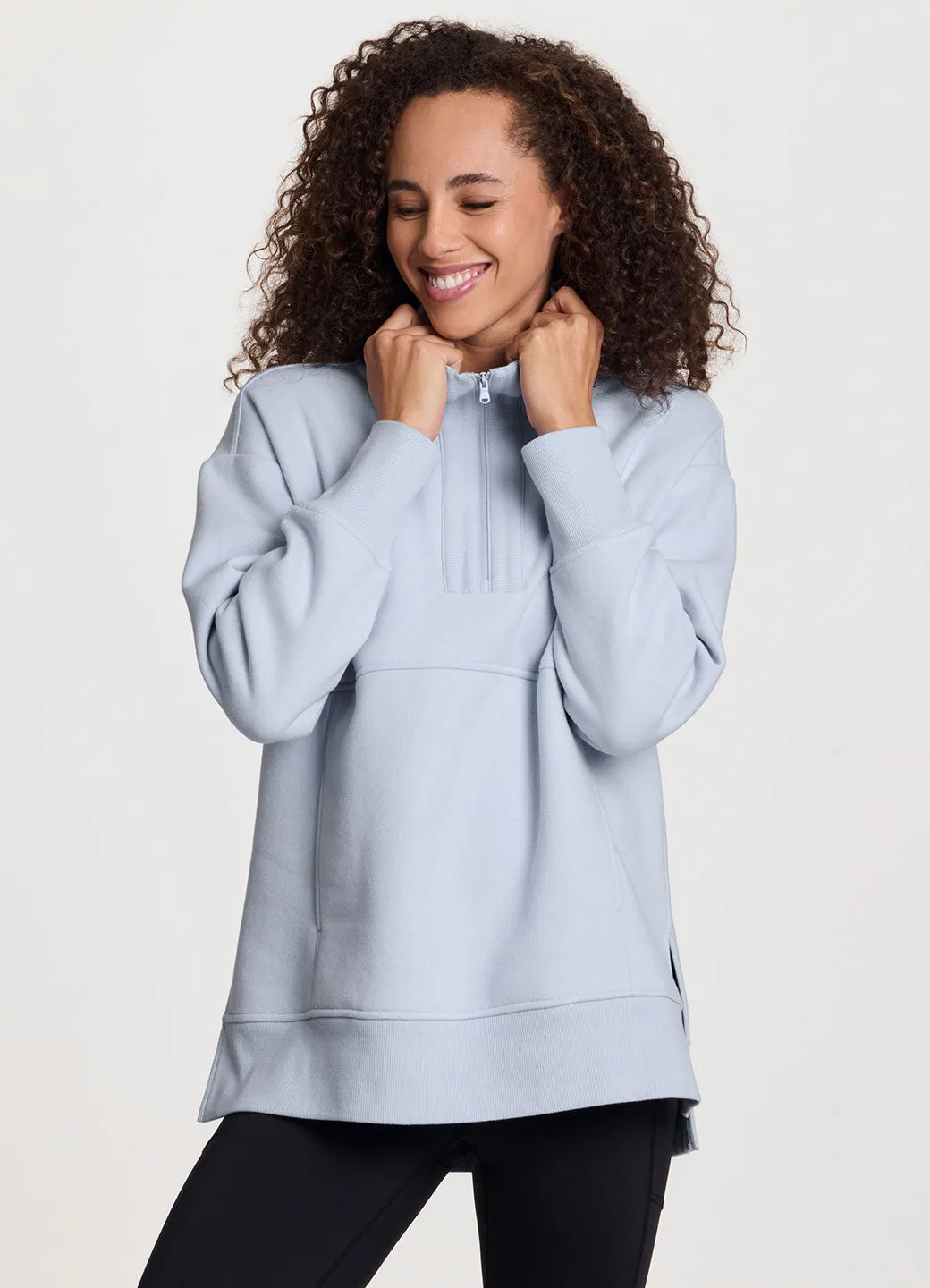 Uptown Fleece 1/4 Zip Mock Neck Tunic