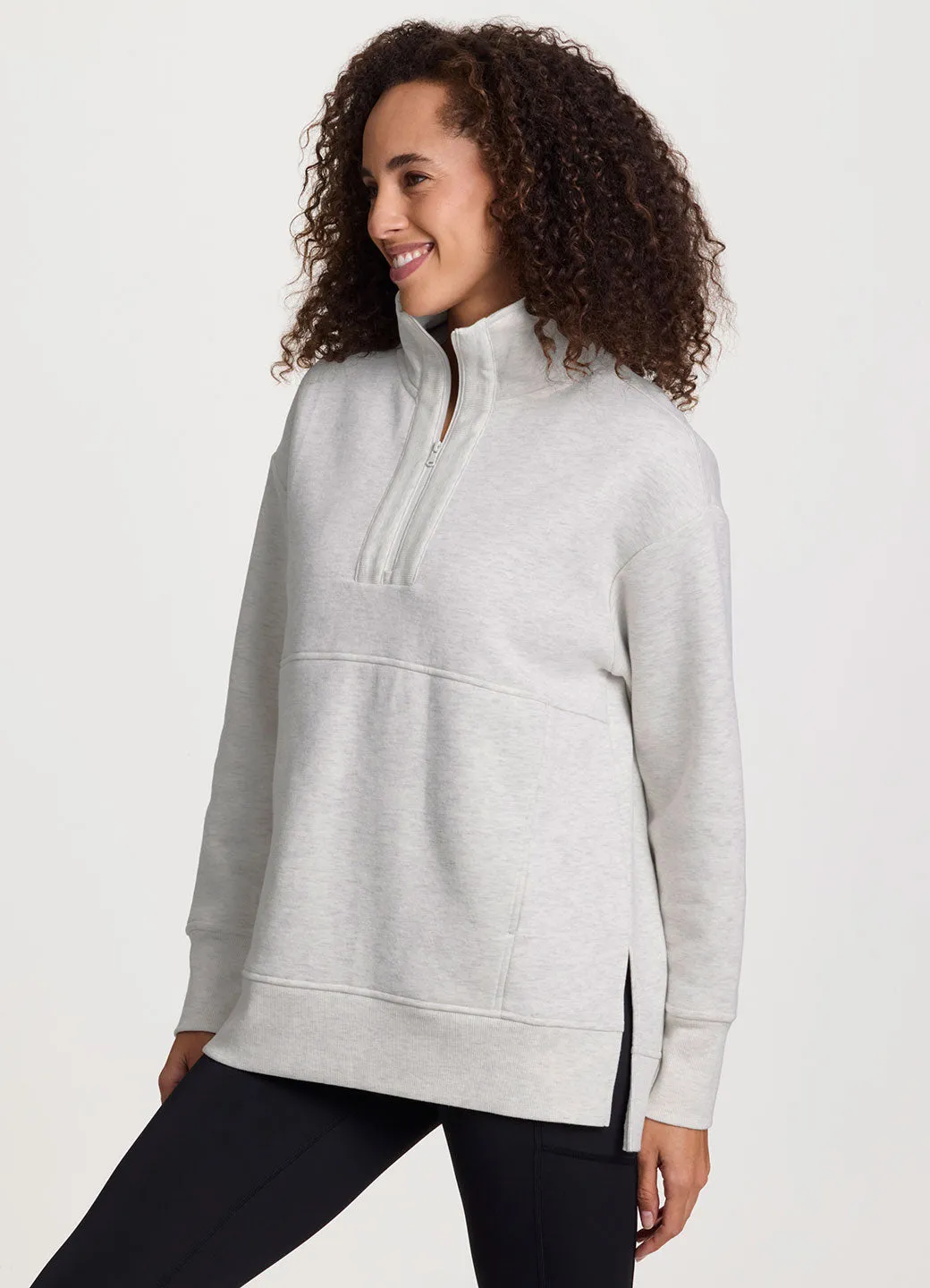 Uptown Fleece 1/4 Zip Mock Neck Tunic