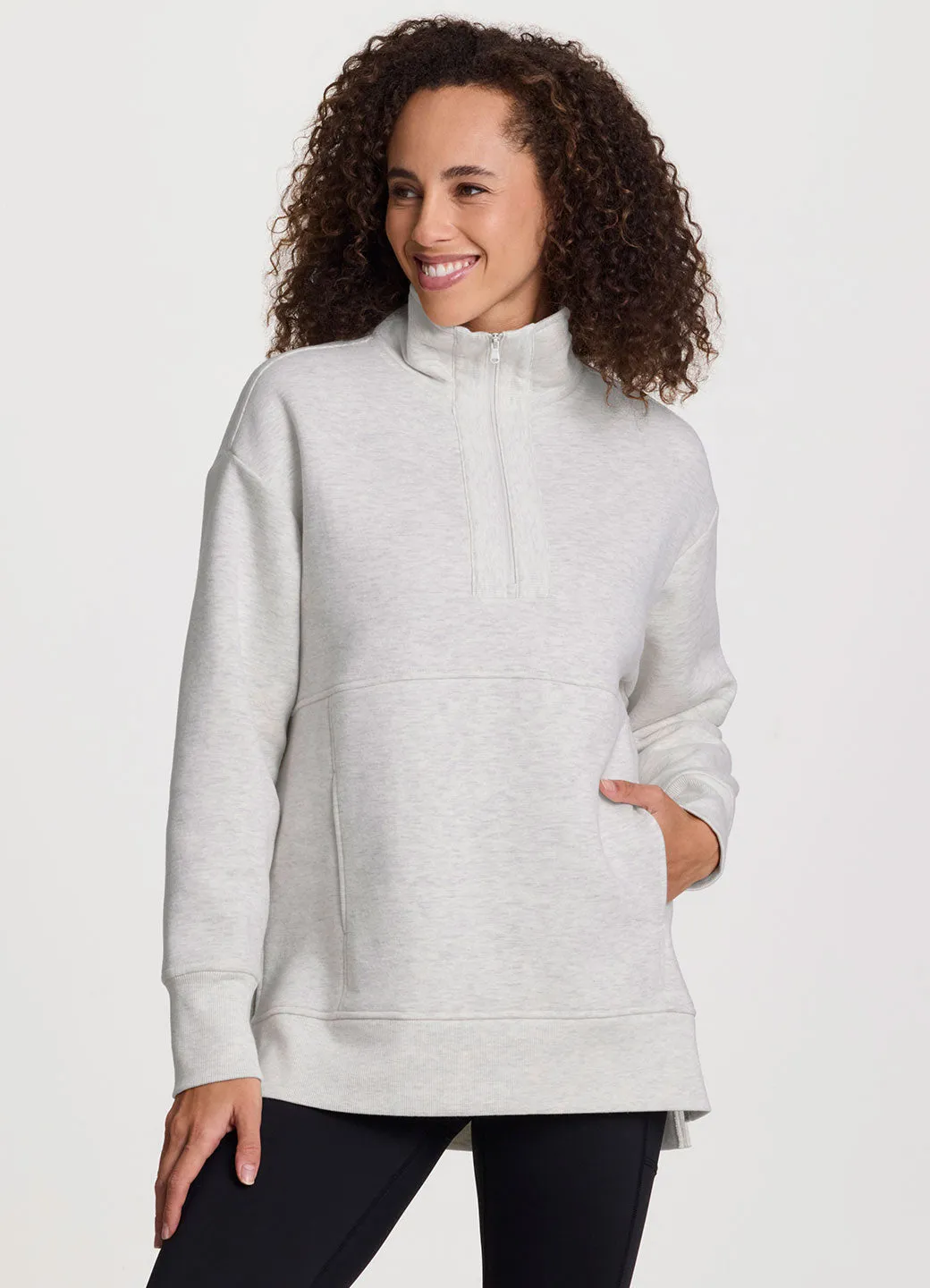 Uptown Fleece 1/4 Zip Mock Neck Tunic