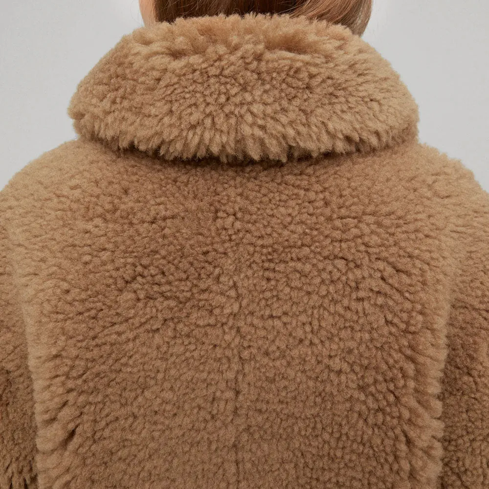 Womens Brown Fur Shearling Leather Jacket