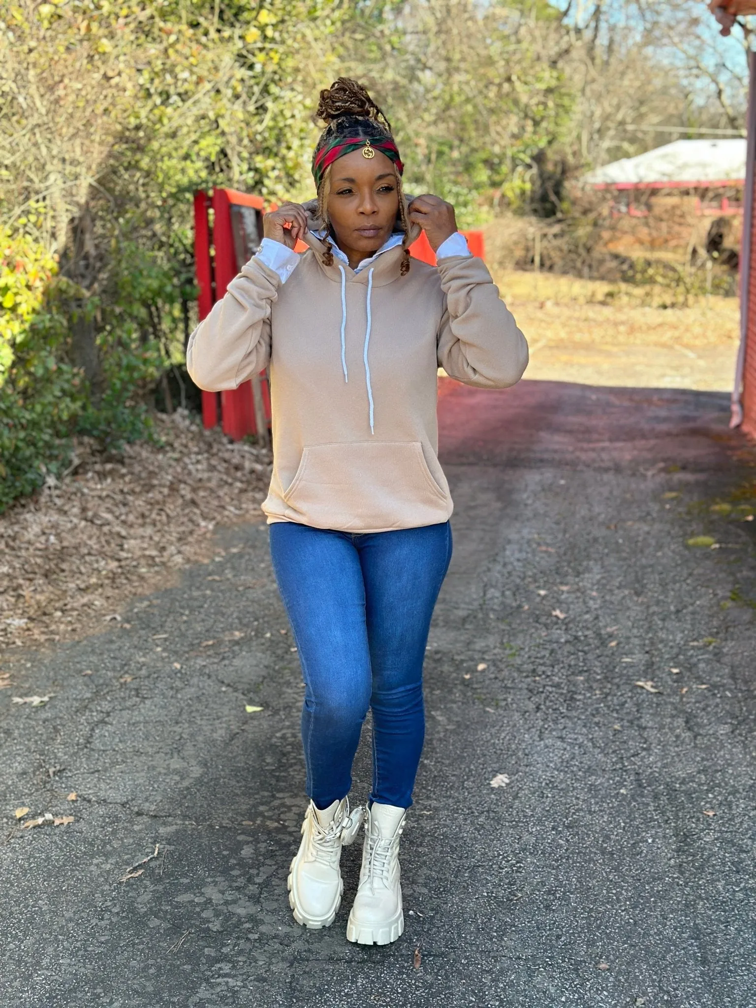 Women's White String Hoodie